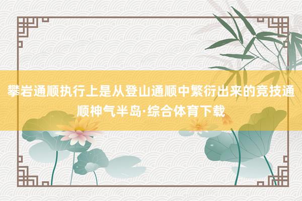 攀岩通顺执行上是从登山通顺中繁衍出来的竞技通顺神气半岛·综合体育下载