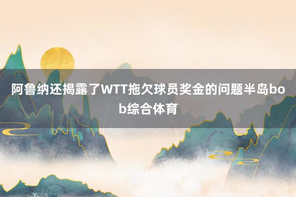 阿鲁纳还揭露了WTT拖欠球员奖金的问题半岛bob综合体育