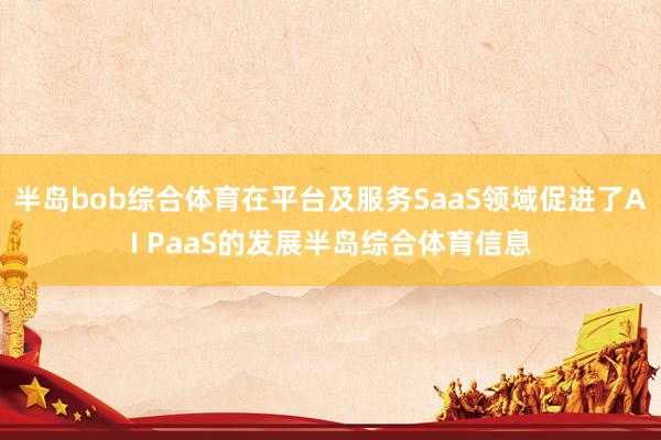 半岛bob综合体育在平台及服务SaaS领域促进了AI PaaS的发展半岛综合体育信息