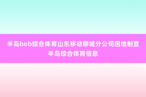 半岛bob综合体育山东移动聊城分公司因地制宜半岛综合体育信息